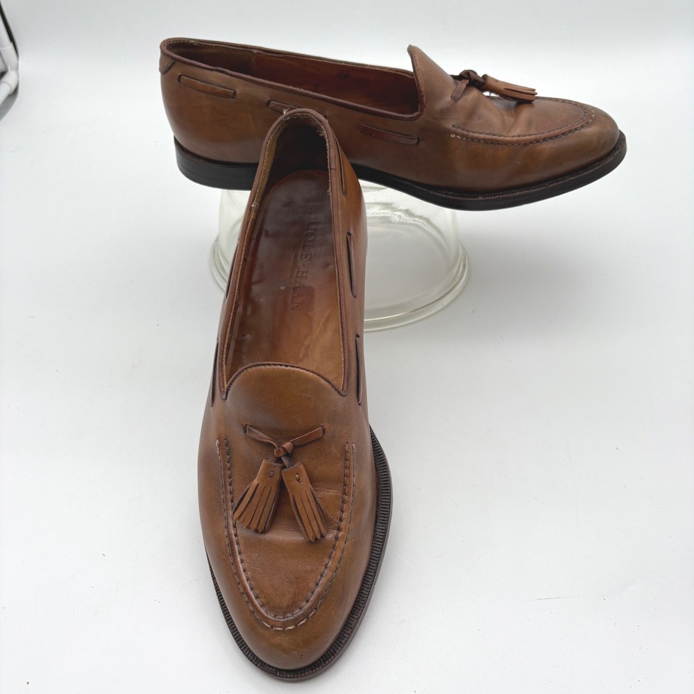 Cole Haan Mens Brown Leather Tassel Loafers Made in USA 230689 Size 11 D